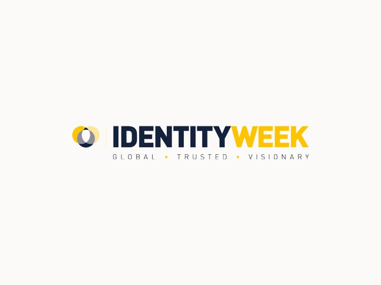 The Identity Week America logo: a wordmark in navy and gold beside the tagline Global, Trusted, Visionary
